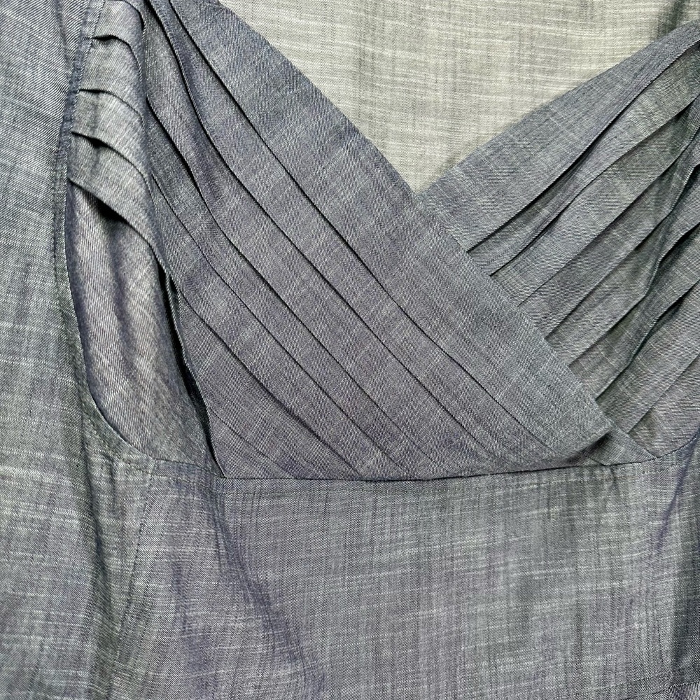 eShakti Blue Chambray Pleated Midi Dress - Picture 5 of 13